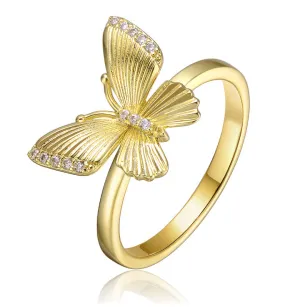 Teens 14k Gold Plated Butterfly Textured Ring