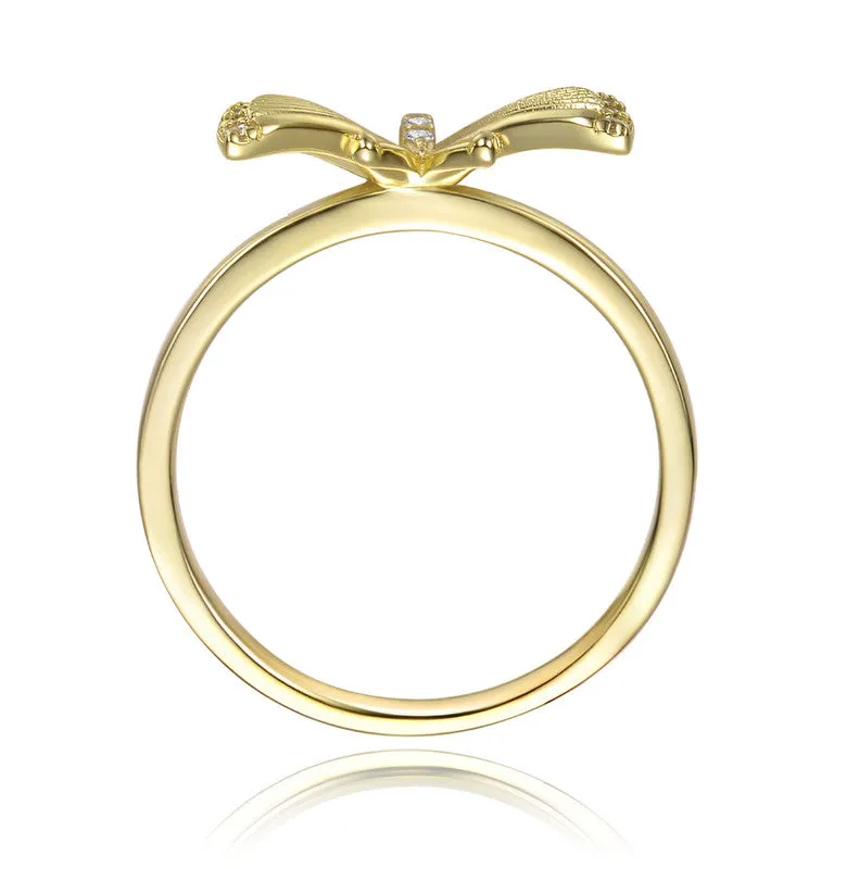 Teens 14k Gold Plated Butterfly Textured Ring