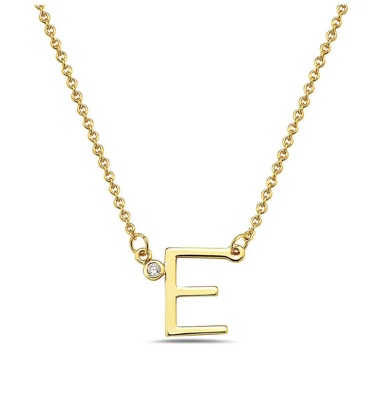 Teens Stylish 14k Gold Plated Cubic Zirconia Initial Necklace