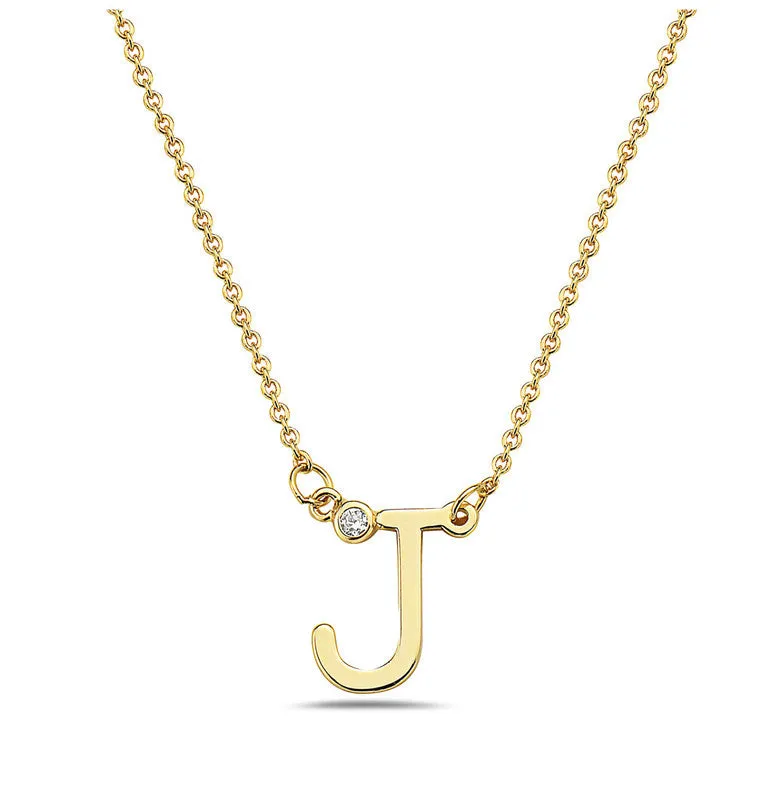 Teens Stylish 14k Gold Plated Cubic Zirconia Initial Necklace