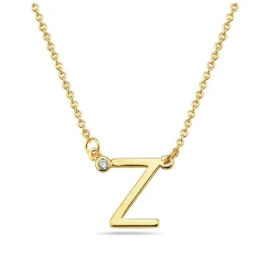 Teens Stylish 14k Gold Plated Cubic Zirconia Initial Necklace