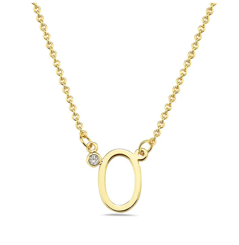 Teens Stylish 14k Gold Plated Cubic Zirconia Initial Necklace