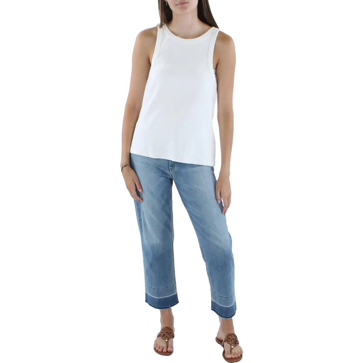 The Chin Ups Womens Ribbed Knit Scoop Neck Tank Top