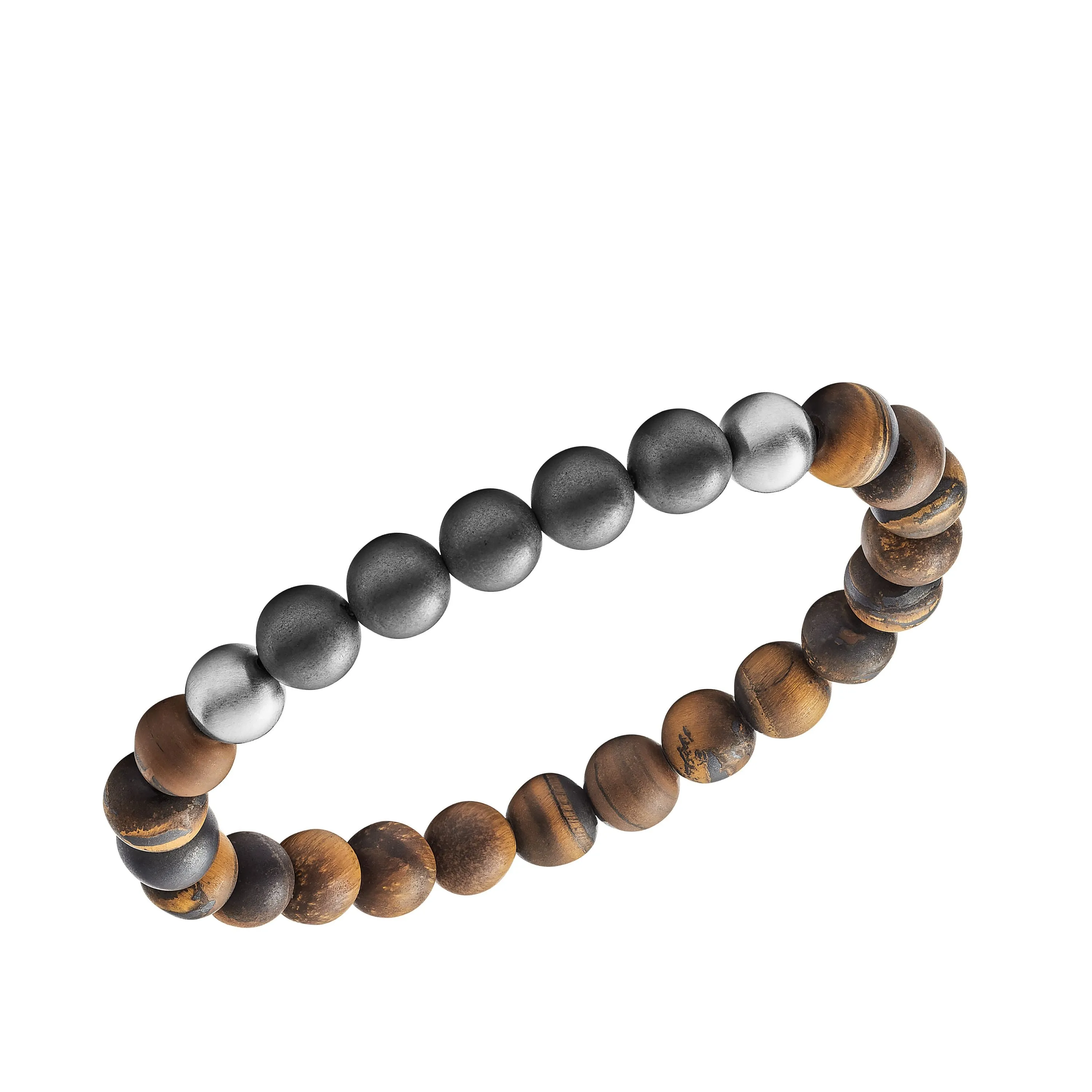 Tiger's Eye, Hematite and Steel Bracelet
