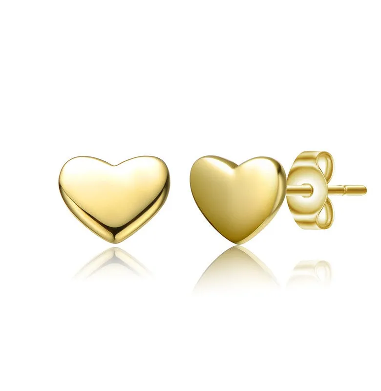 Toddler/Kids 14k Gold Plated Colored Enamel Tiny Flat Heart Stud Earrings