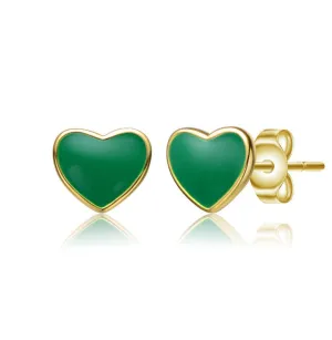 Toddler/Kids 14k Gold Plated Colored Enamel Tiny Flat Heart Stud Earrings