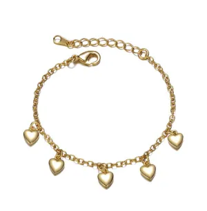 Toddler/Kids 14k Gold Plated Dangling Heart Charm bracelet