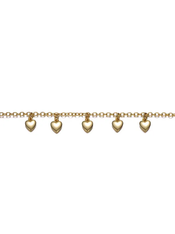 Toddler/Kids 14k Gold Plated Dangling Heart Charm bracelet