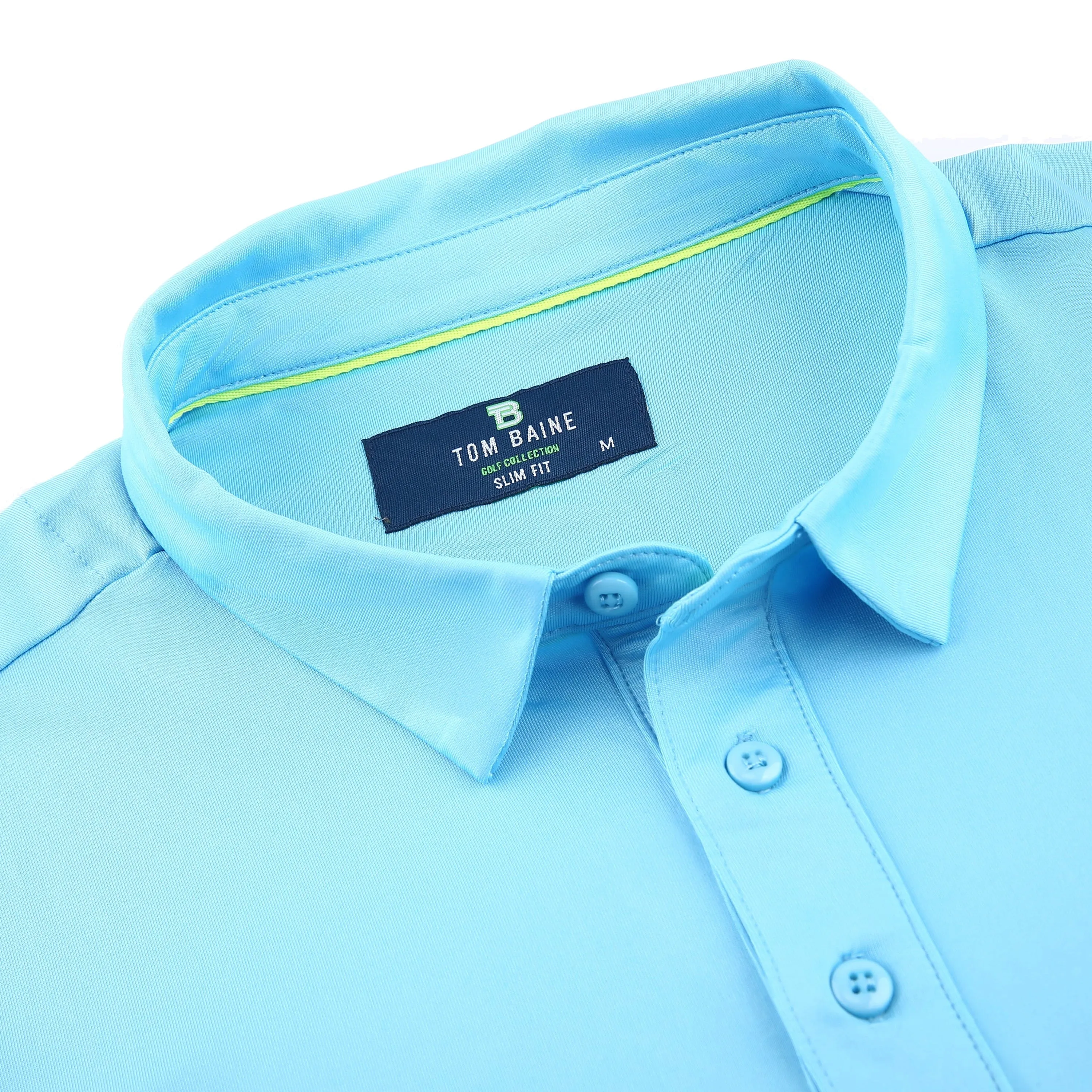 Tom Baine Men's Performance Solid Four-Way Stretch Golf Polo