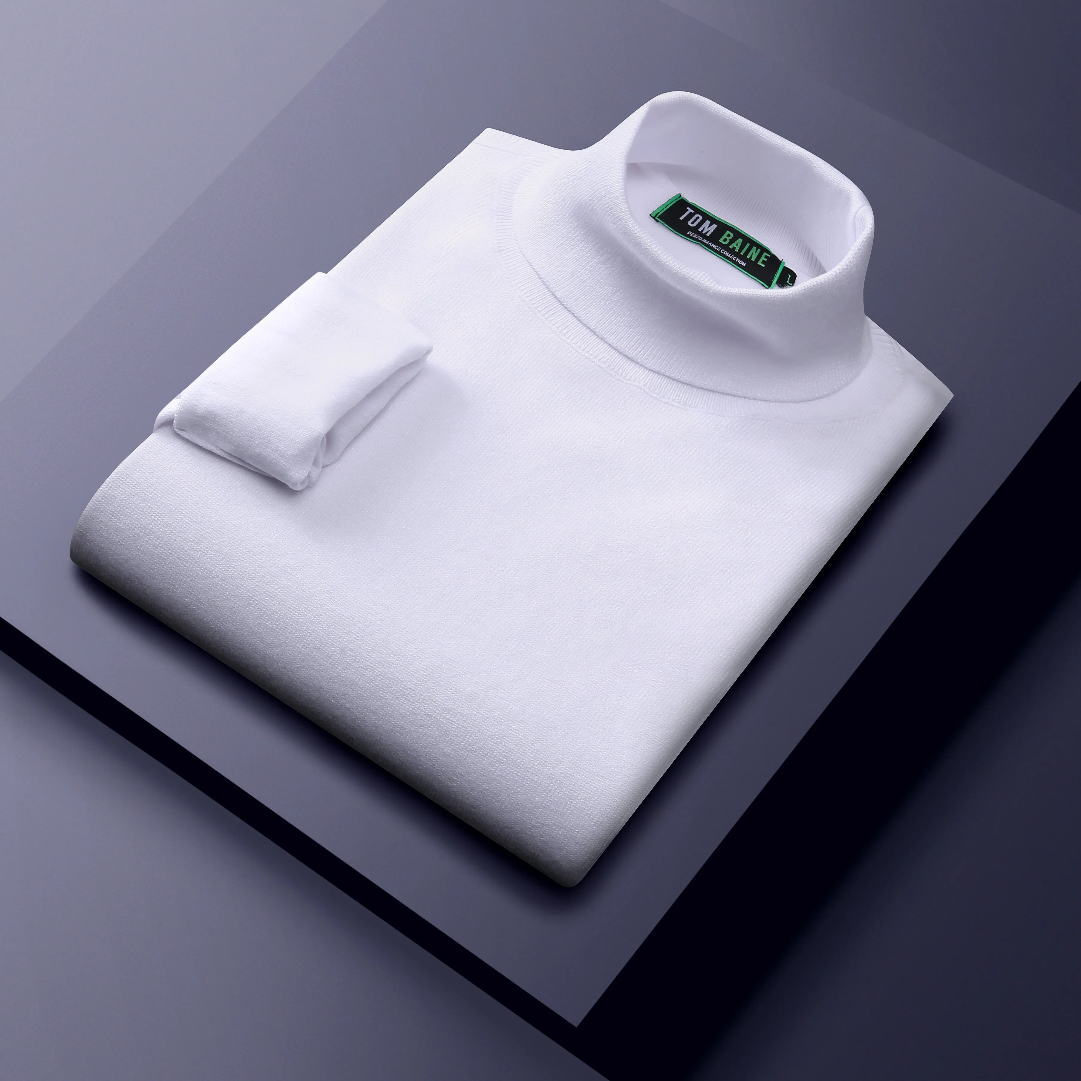 Tom Baine Slim Fit Performance Cotton Turtle Neck
