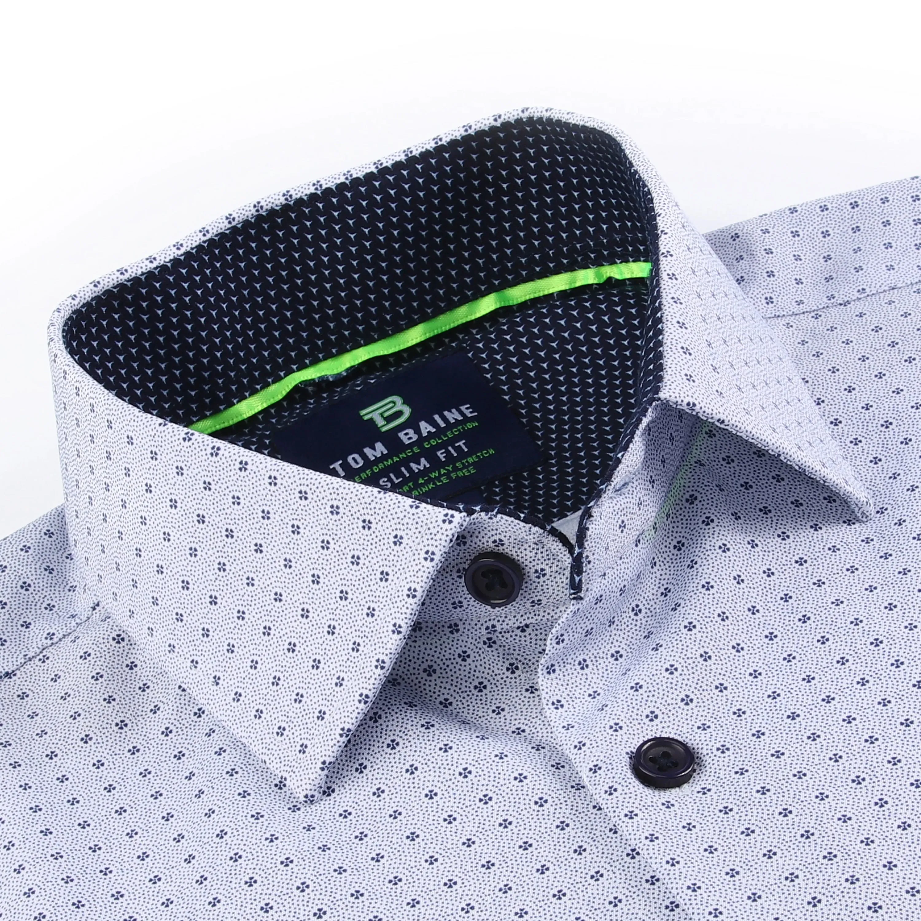 Tom Baine Slim Fit Performance Long Sleeve Geometric Button Down
