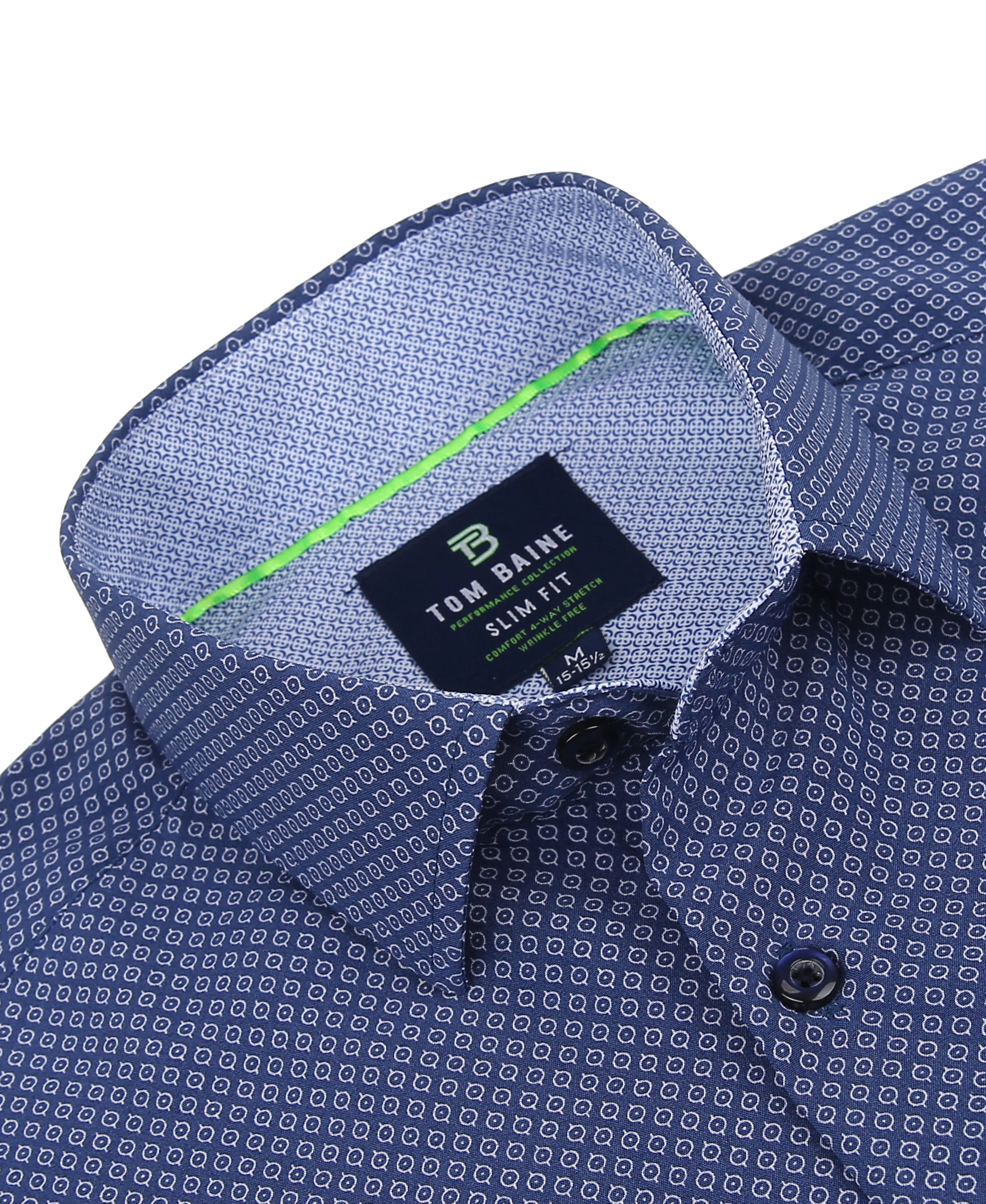 Tom Baine Slim Fit Performance Long Sleeve Geometric Button Down