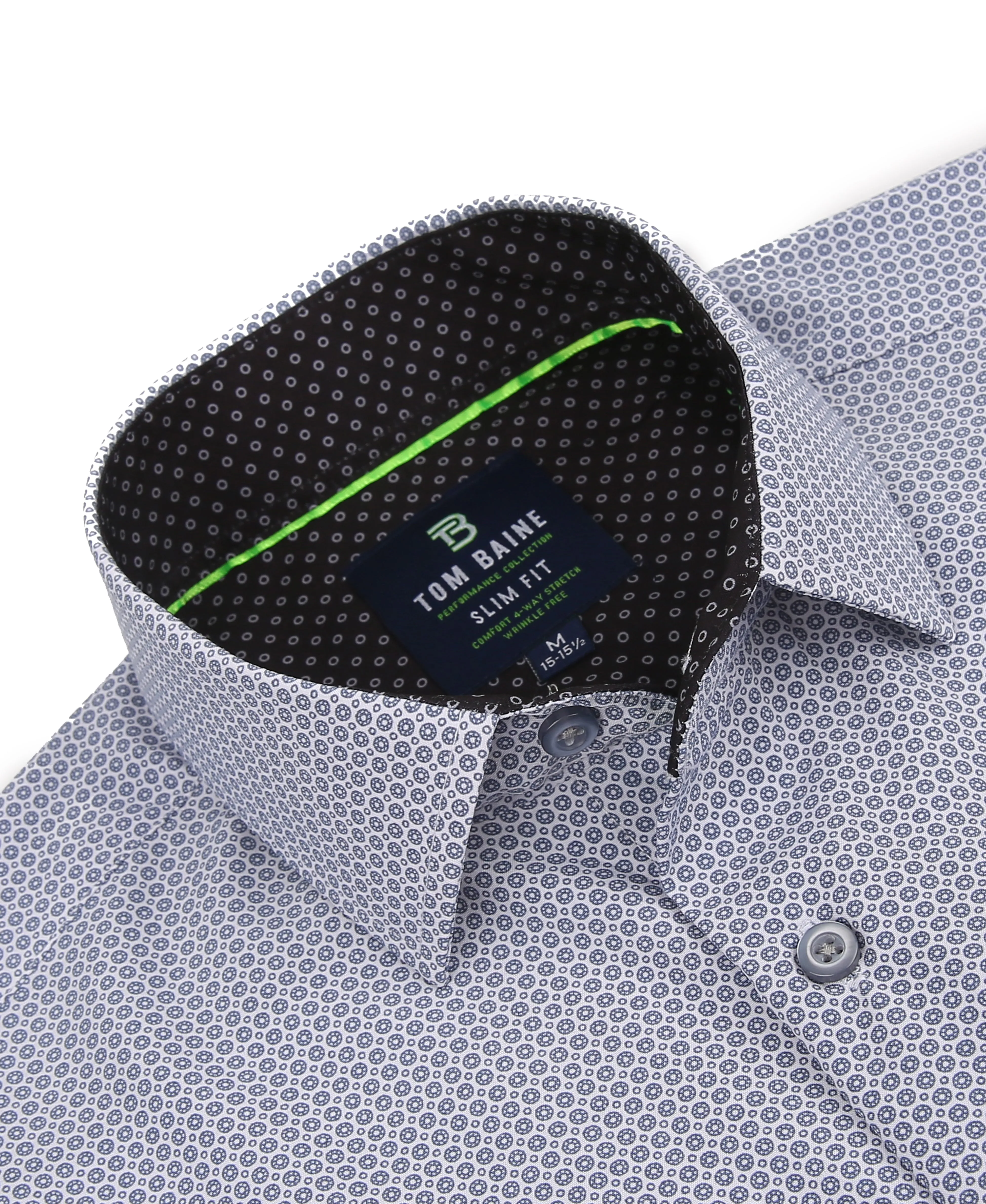 Tom Baine Slim Fit Performance Long Sleeve Geometric Button Down