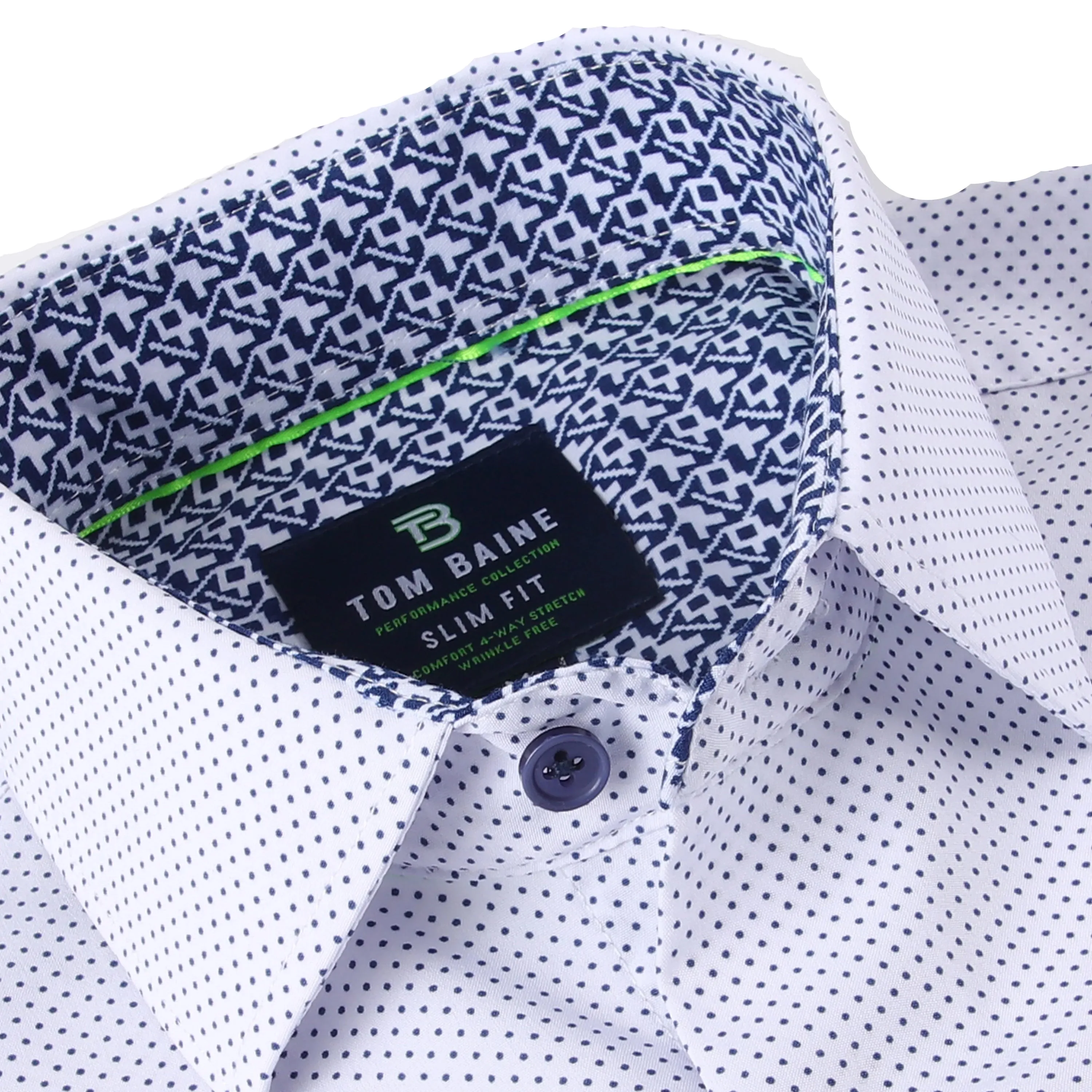 Tom Baine Slim Fit Performance Short Sleeve Geometric Button Down