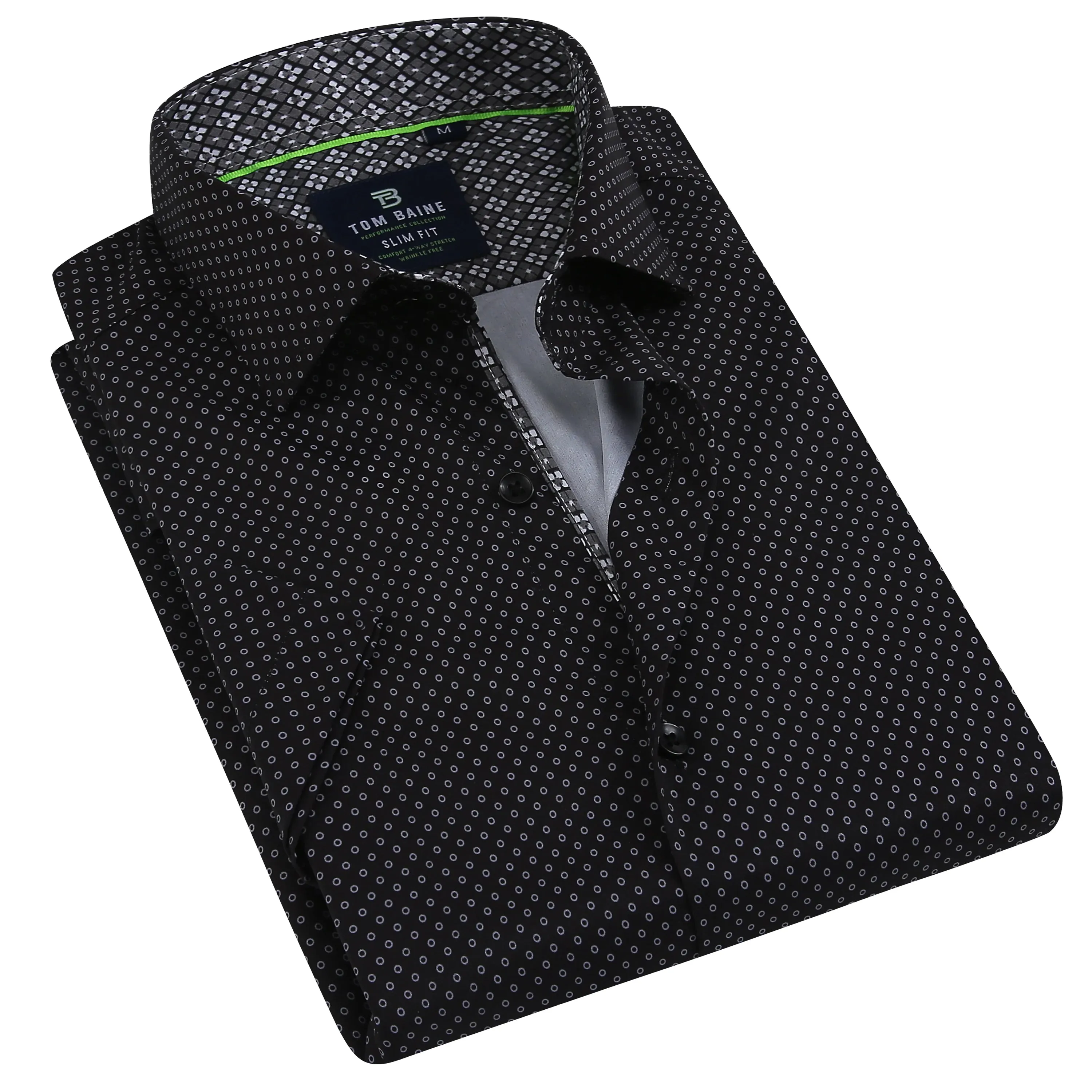 Tom Baine Slim Fit Short Sleeve Performance Stretch Button Down