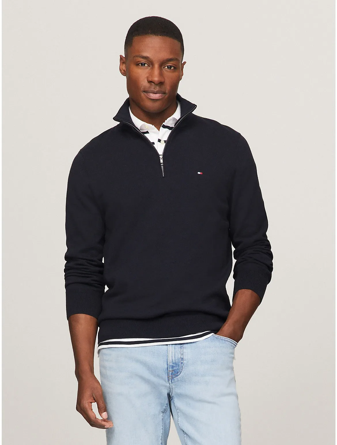 Tommy Hilfiger Men's Flag Logo Quarter-Zip Sweater