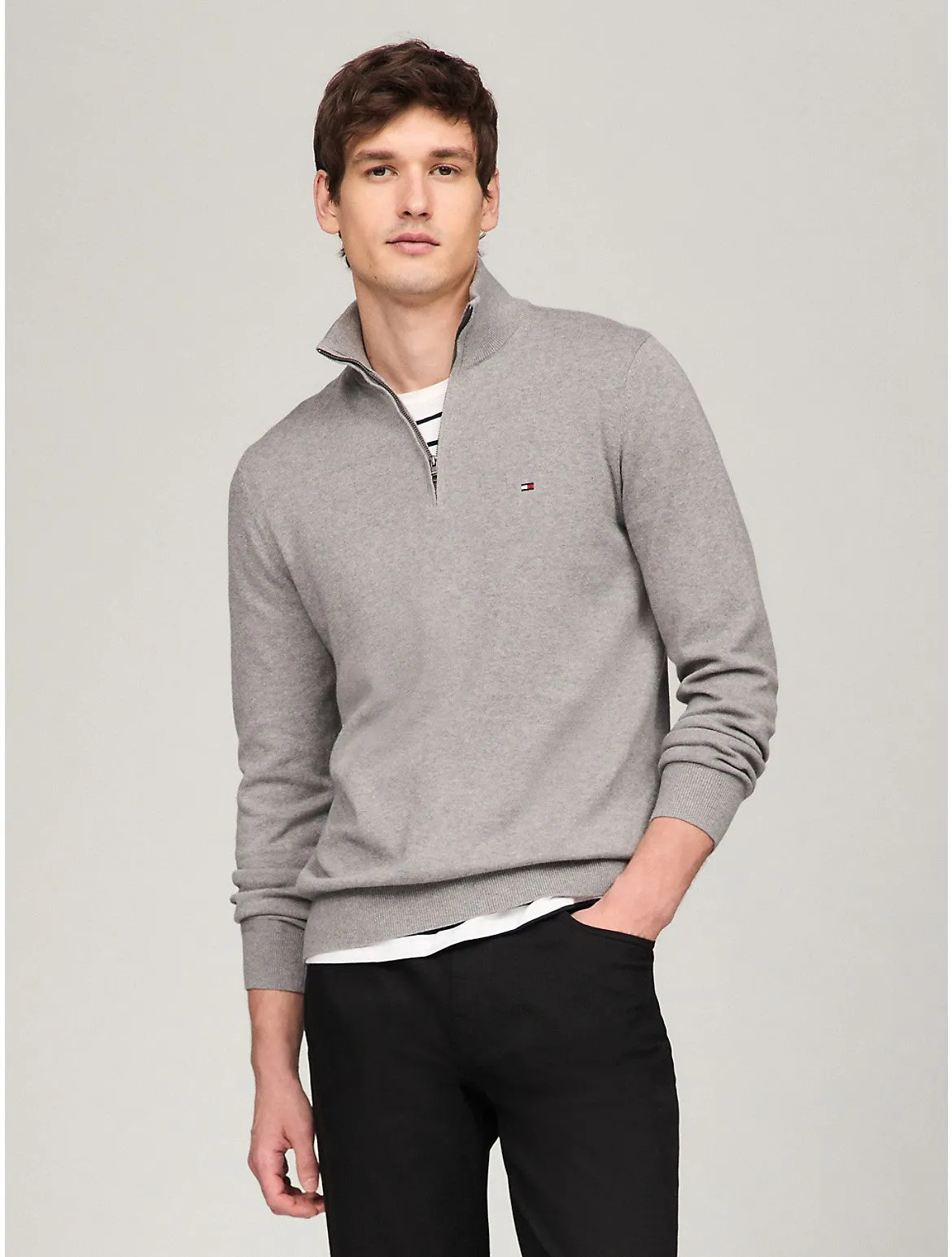 Tommy Hilfiger Men's Flag Logo Quarter-Zip Sweater