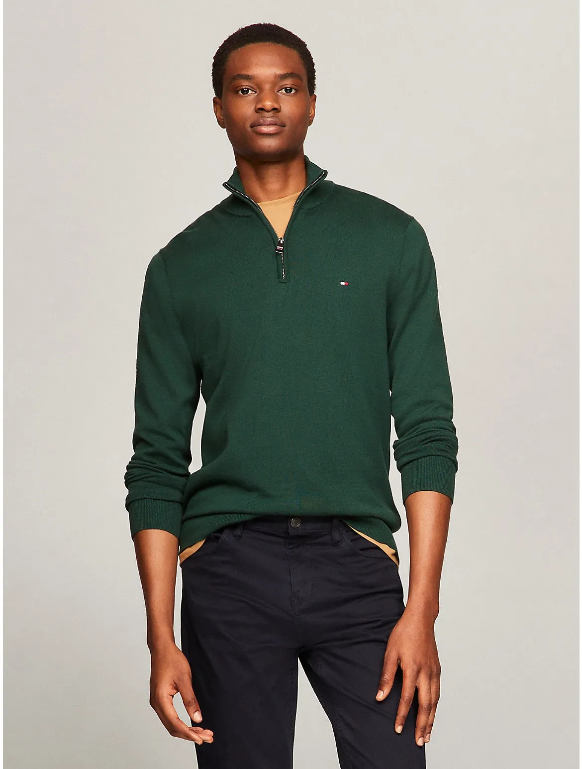 Tommy Hilfiger Men's Flag Logo Quarter-Zip Sweater