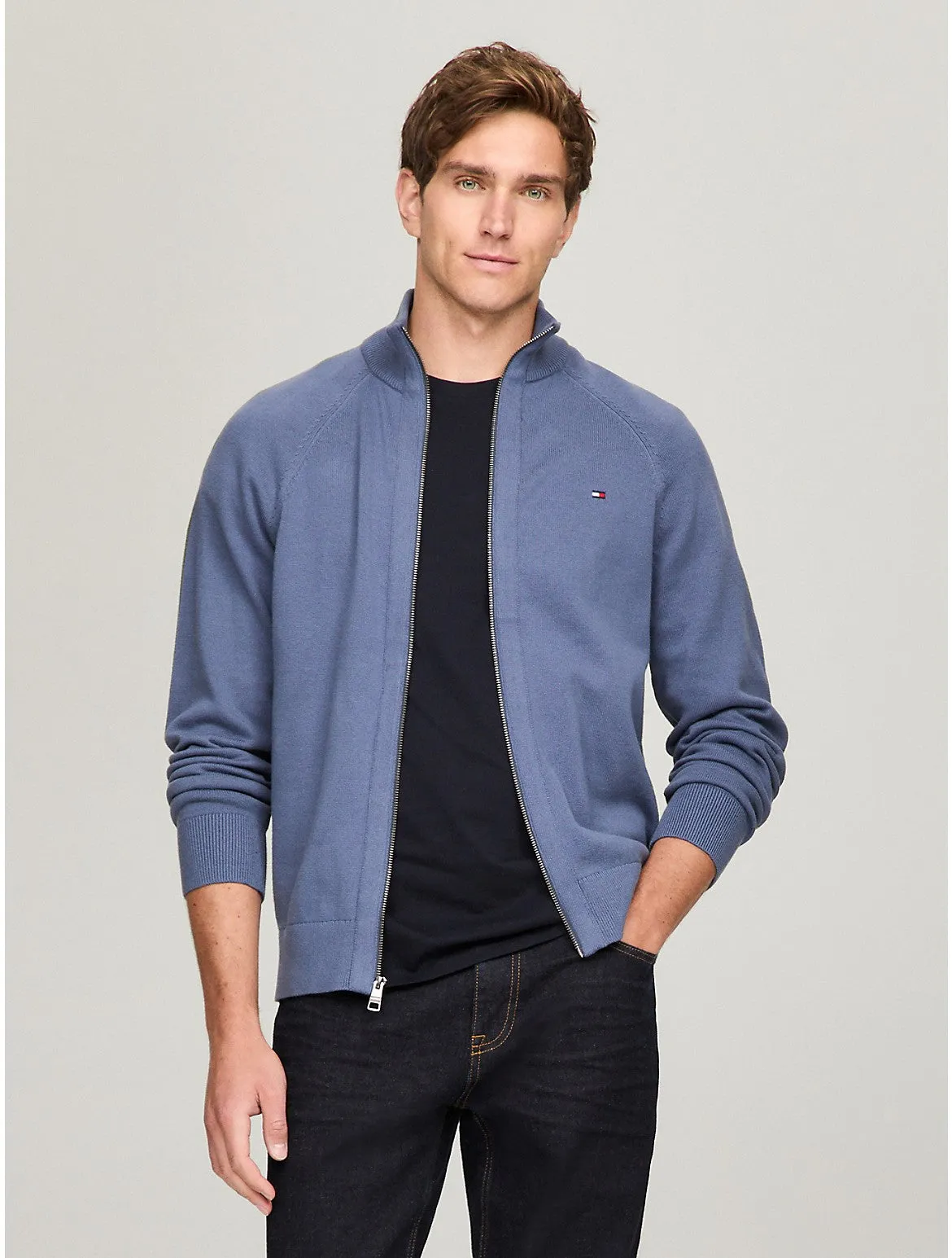 Tommy Hilfiger Men's Flag Logo Zip Sweater