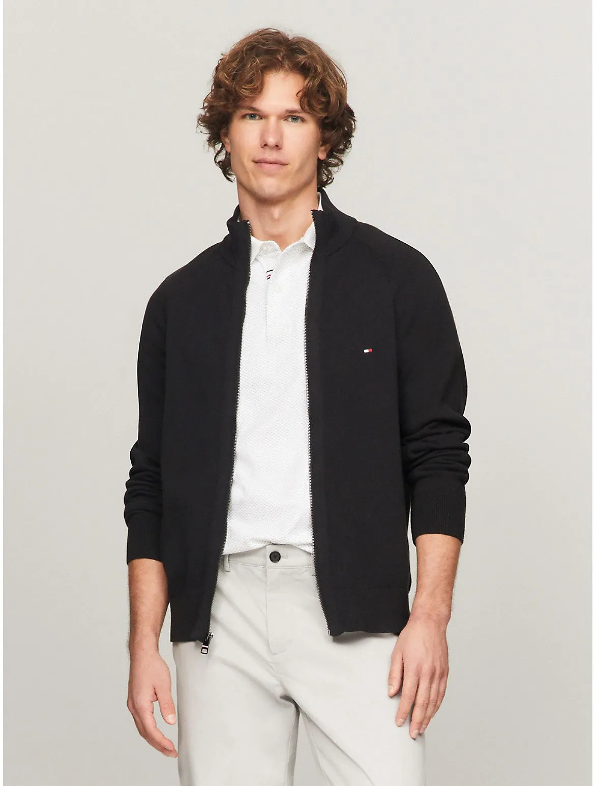 Tommy Hilfiger Men's Flag Logo Zip Sweater