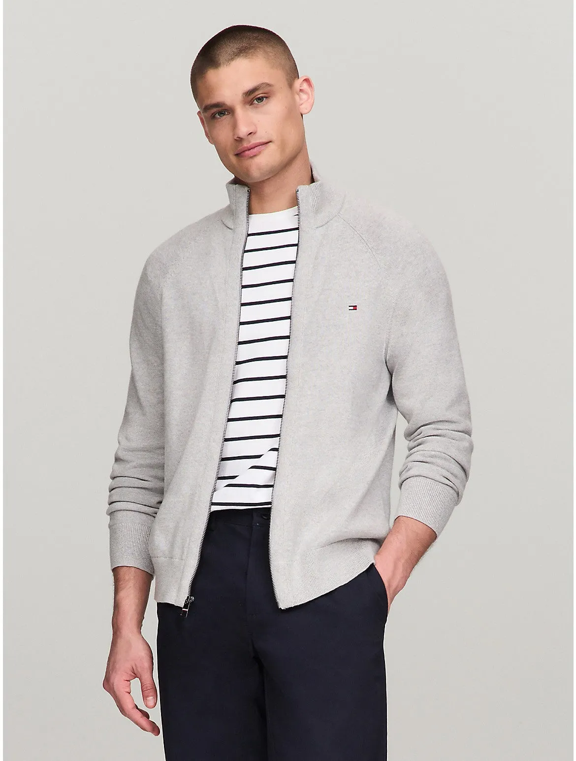 Tommy Hilfiger Men's Flag Logo Zip Sweater