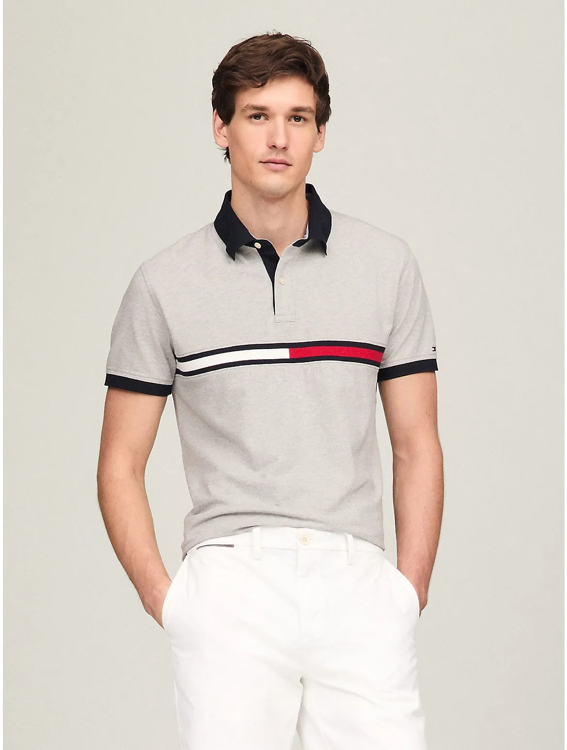 Tommy Hilfiger Men's Regular Fit Embroidered Stripe Logo Polo