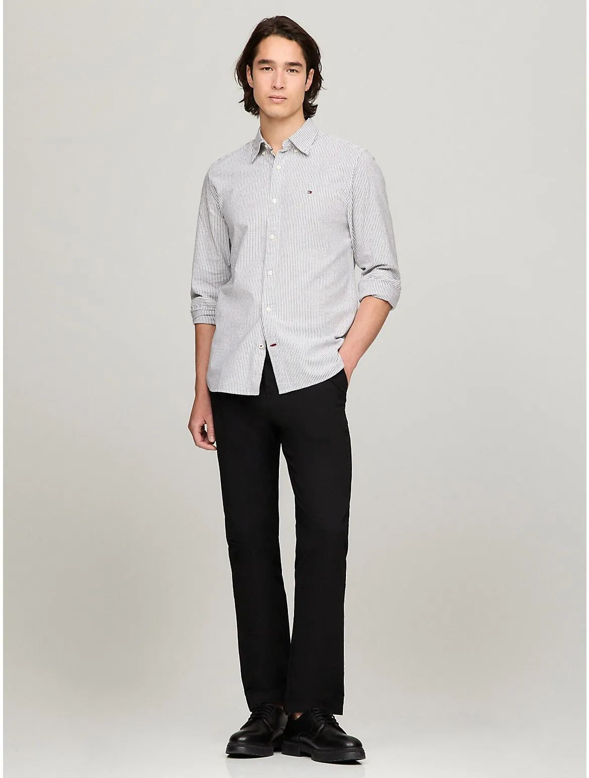 Tommy Hilfiger Men's Regular Fit Stripe Stretch Oxford Shirt
