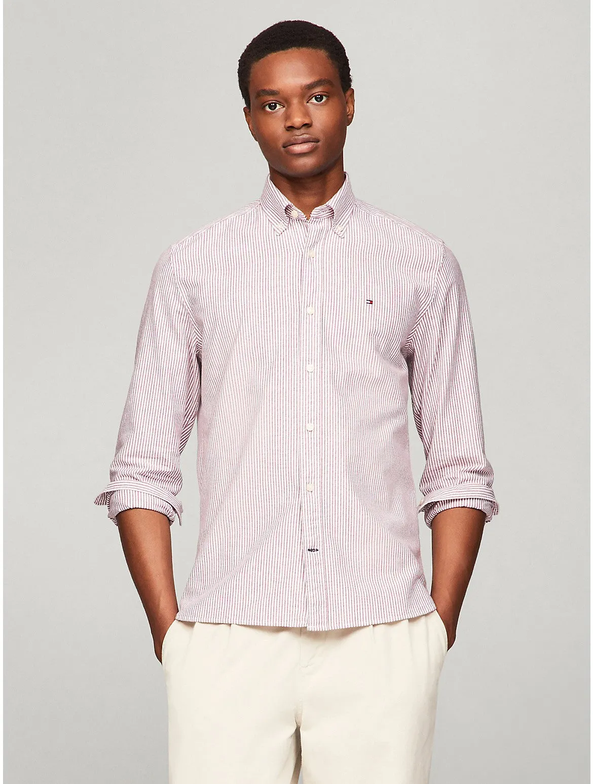 Tommy Hilfiger Men's Regular Fit Stripe Stretch Oxford Shirt