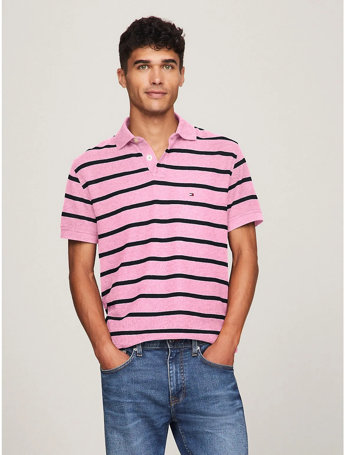 Tommy Hilfiger Men's Regular Fit Stripe Wicking Polo