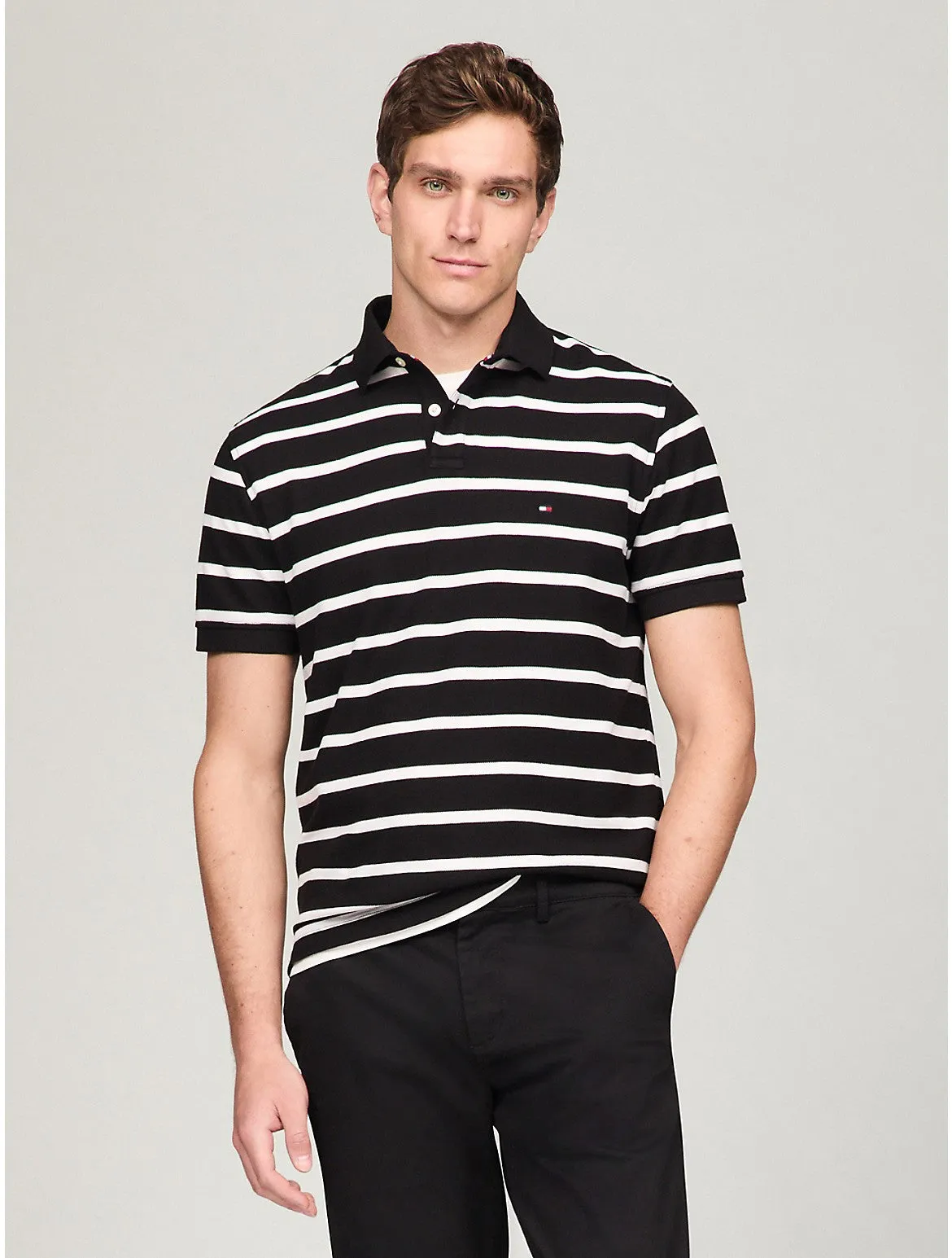 Tommy Hilfiger Men's Regular Fit Stripe Wicking Polo