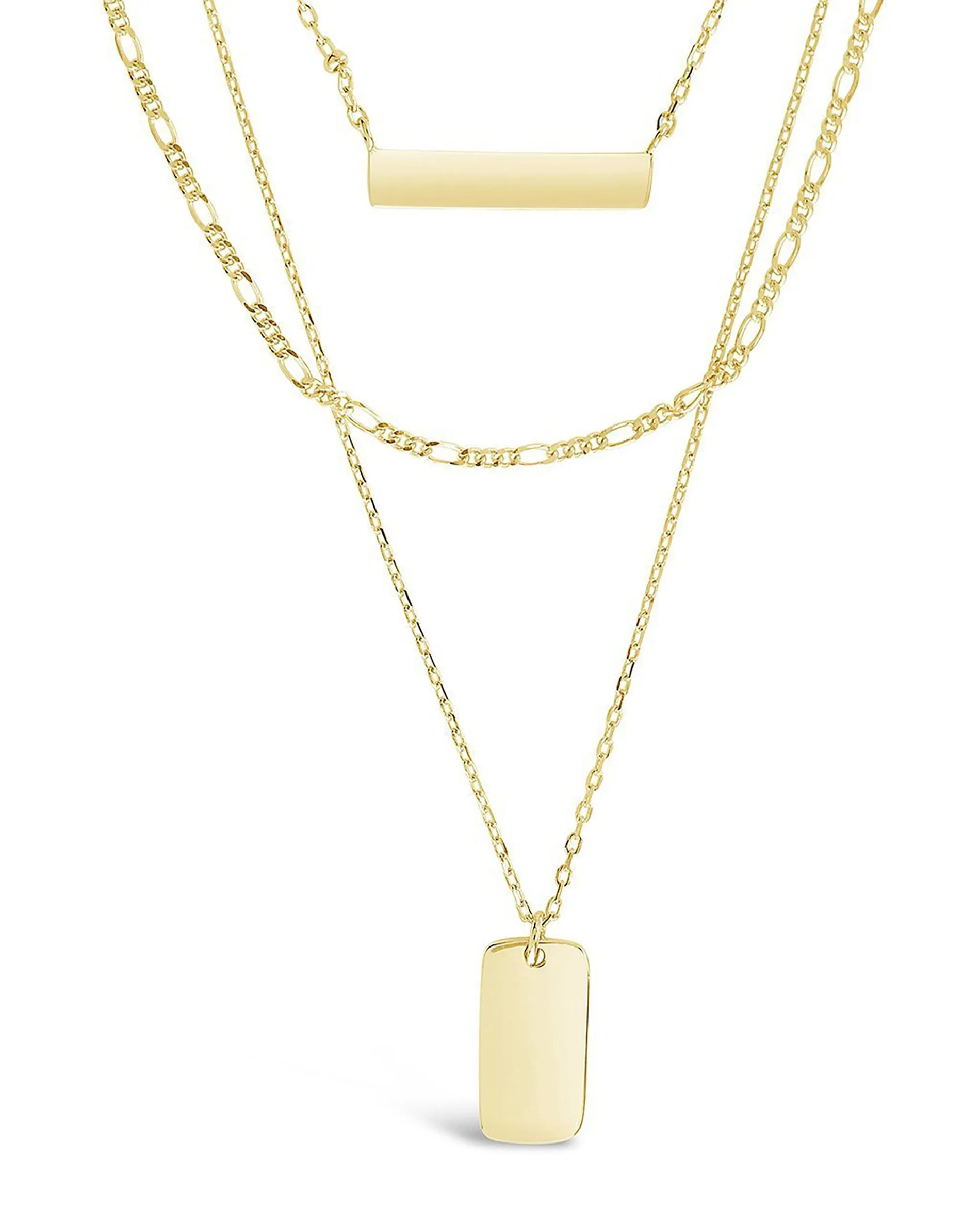 Triple Layered Bar Necklace-Gold