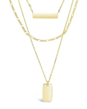 Triple Layered Bar Necklace-Gold