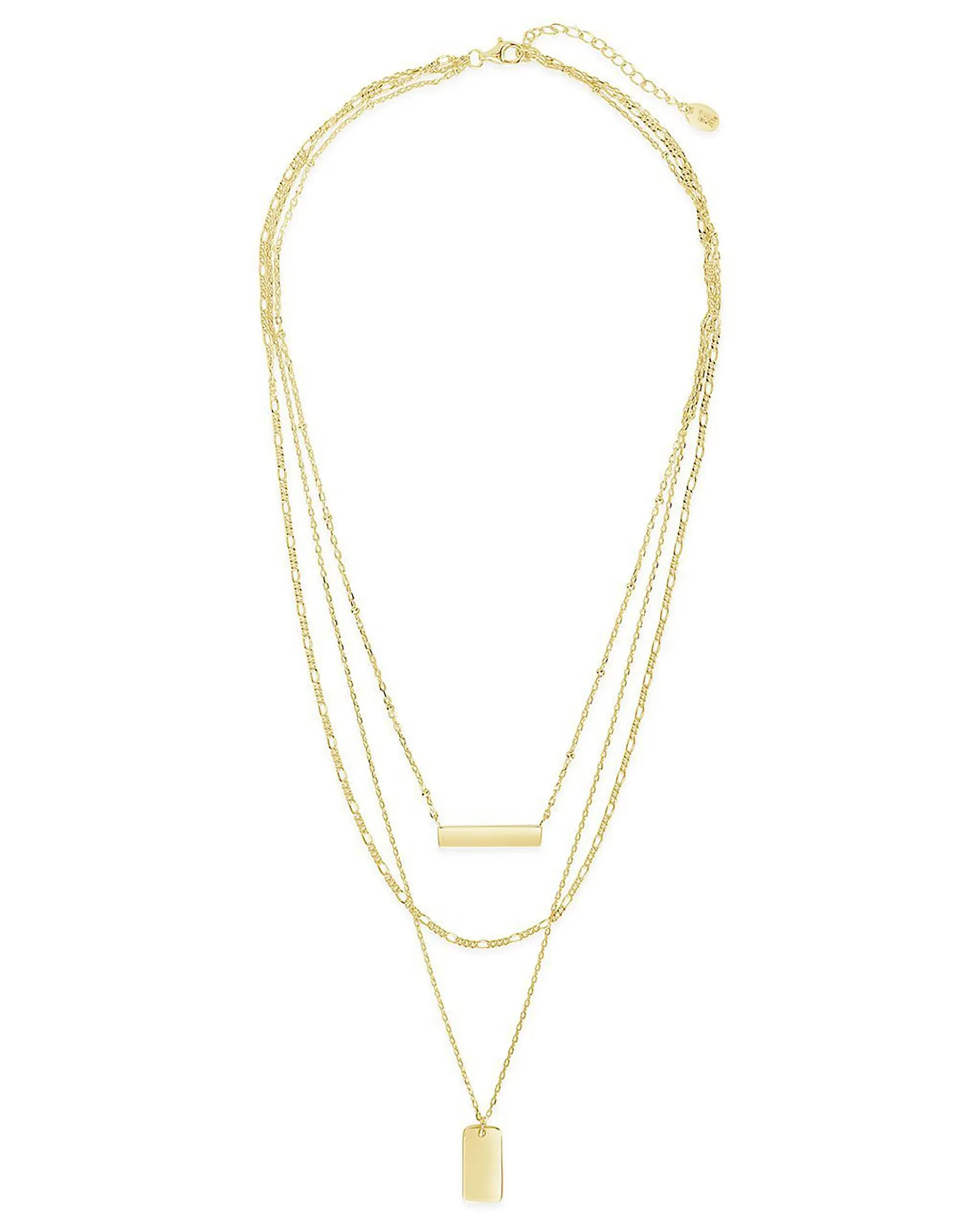 Triple Layered Bar Necklace-Gold