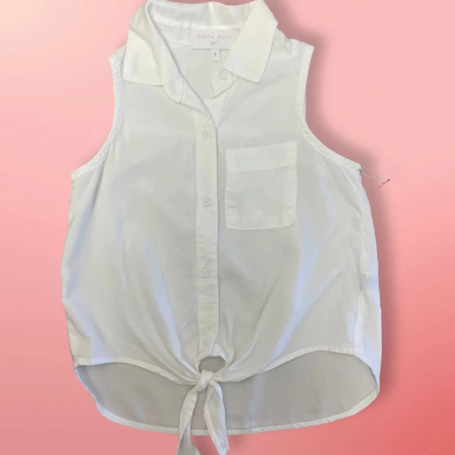 Tween Sleeveless Button Down In White