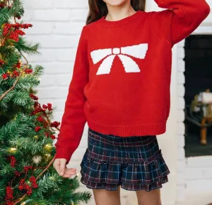 Unisex Kid's Bow Sweater In Red