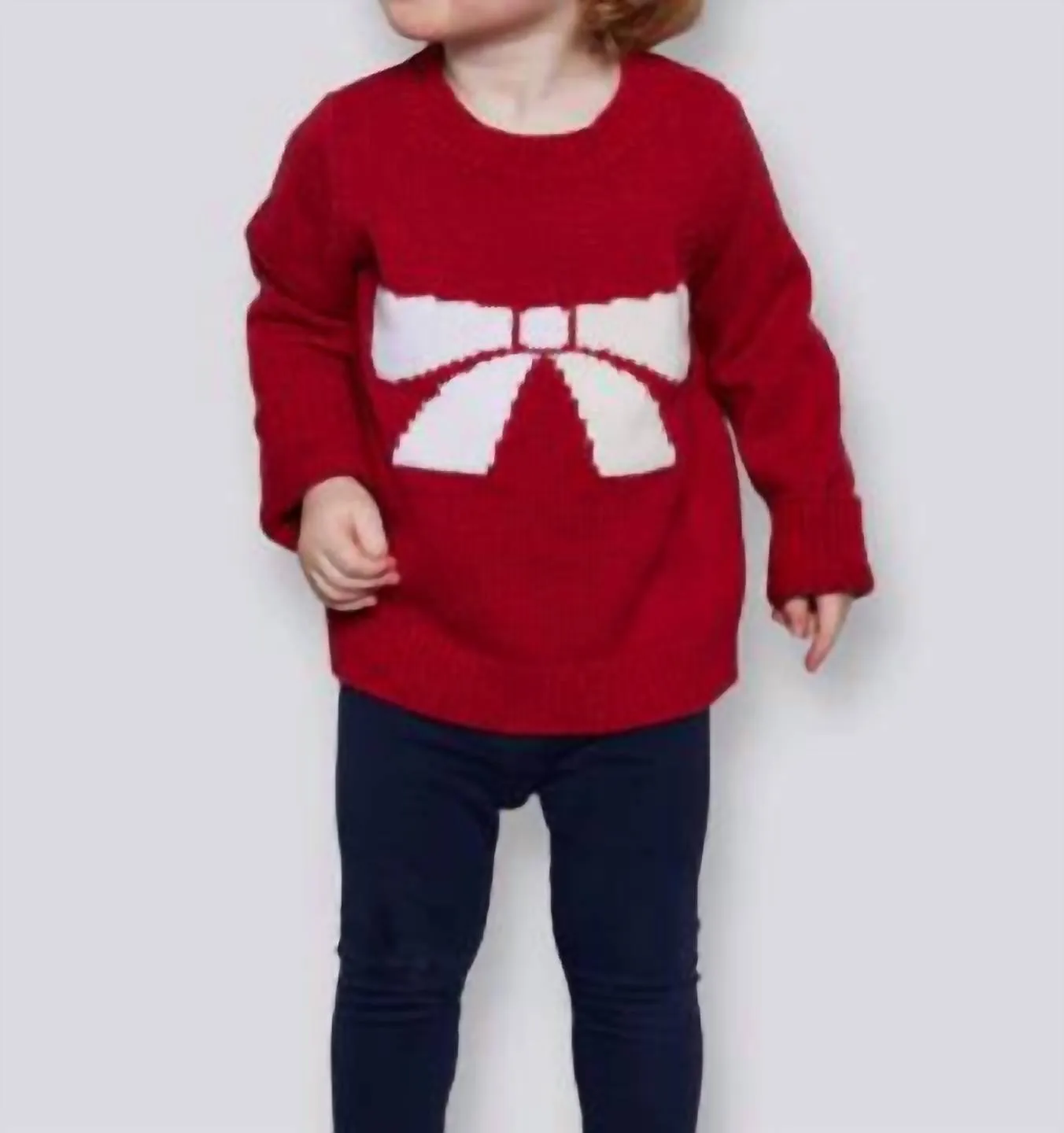 Unisex Kid's Bow Sweater In Red
