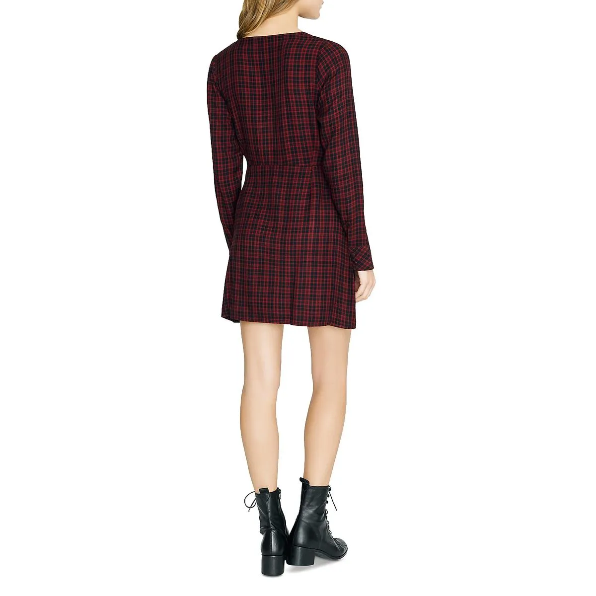 Upbeat Womens Faux Wrap Plaid Party Dress