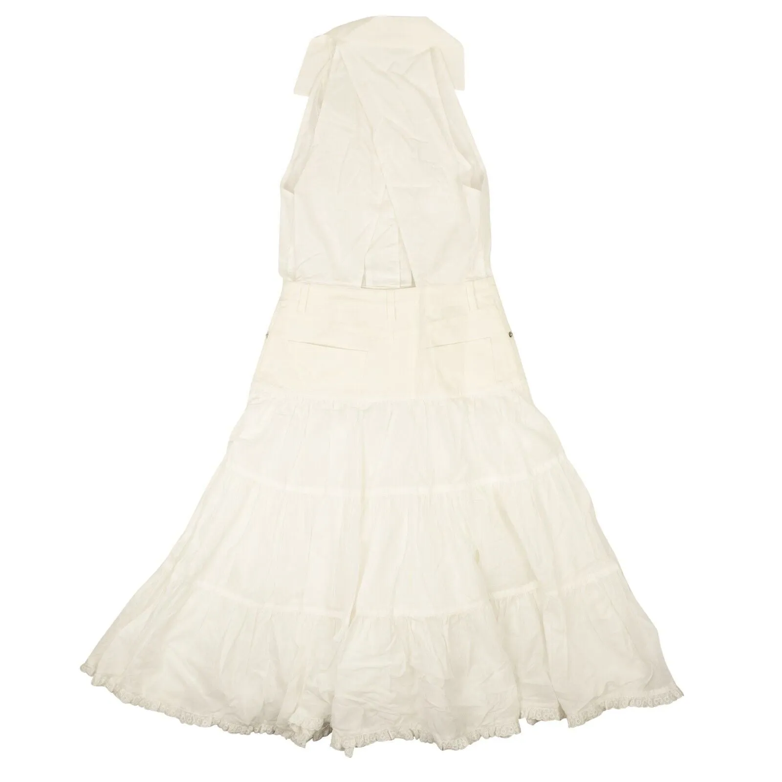 White Cotton Tiered Ruffle Dress
