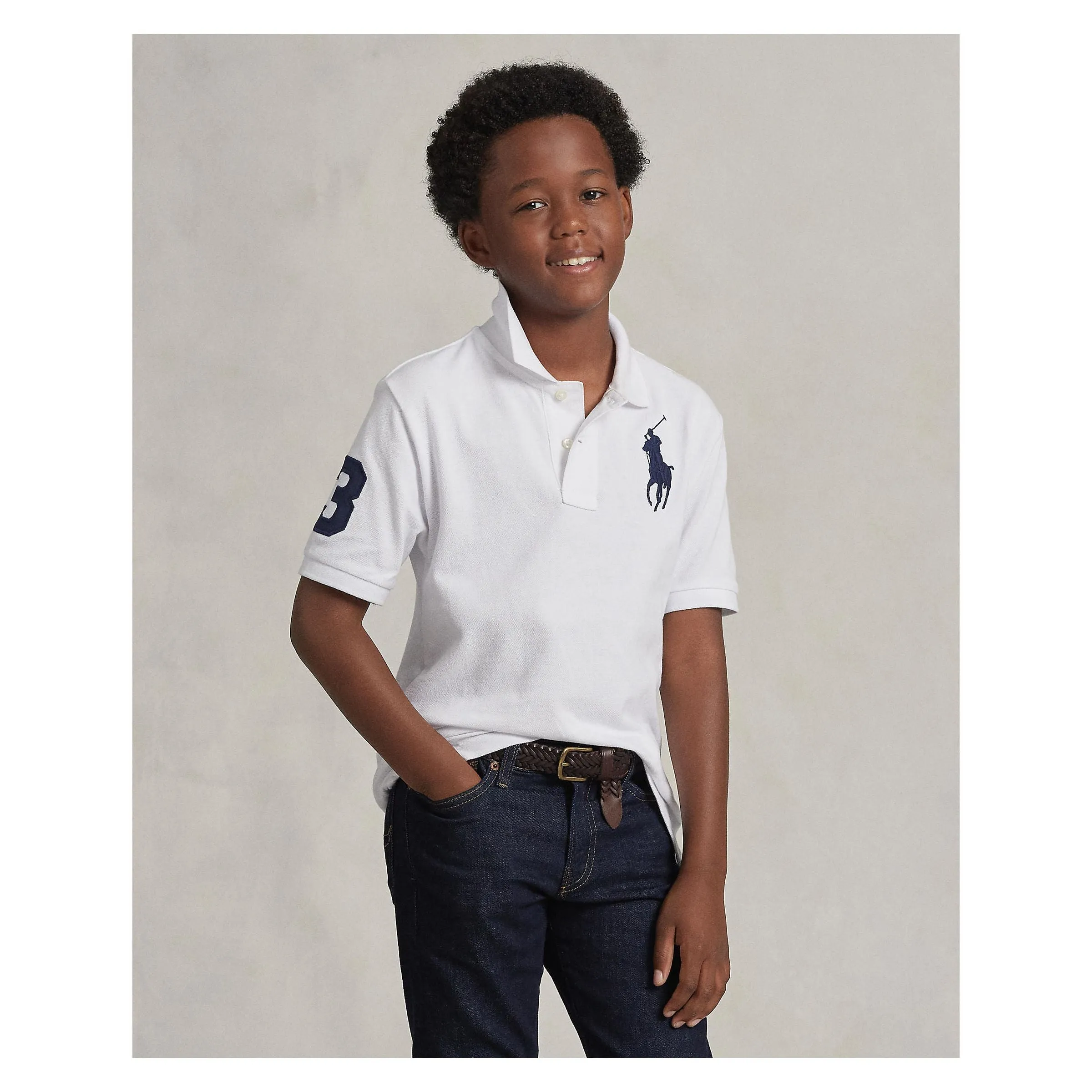 White Logo Patch Jr Polo