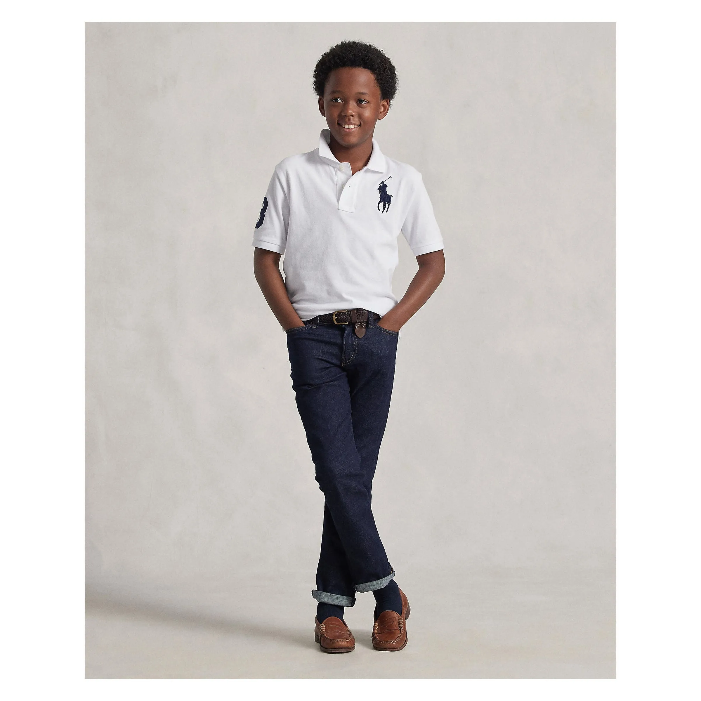 White Logo Patch Jr Polo