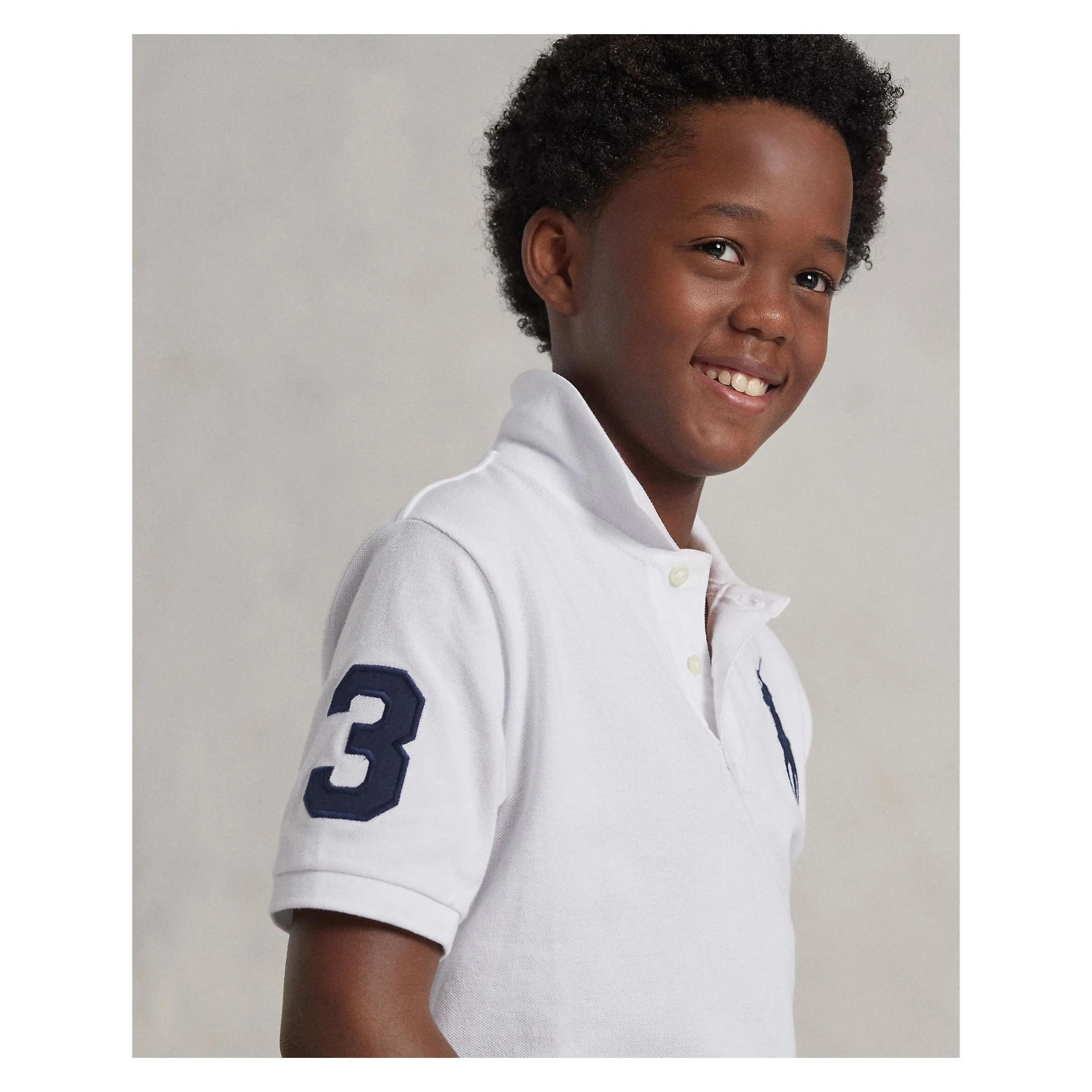 White Logo Patch Jr Polo