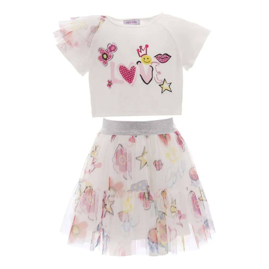 White Love Graphic Tutu Outfit