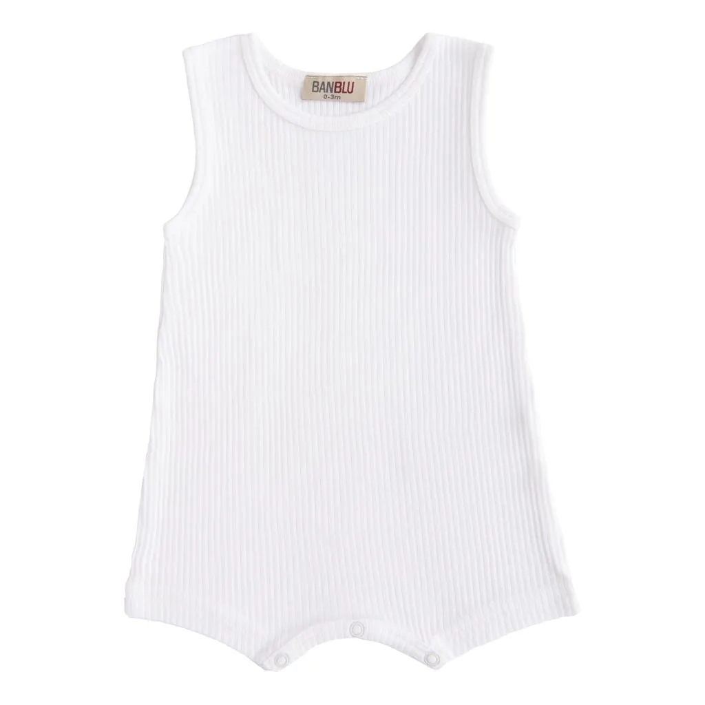 White Sleeveless Modal Romper