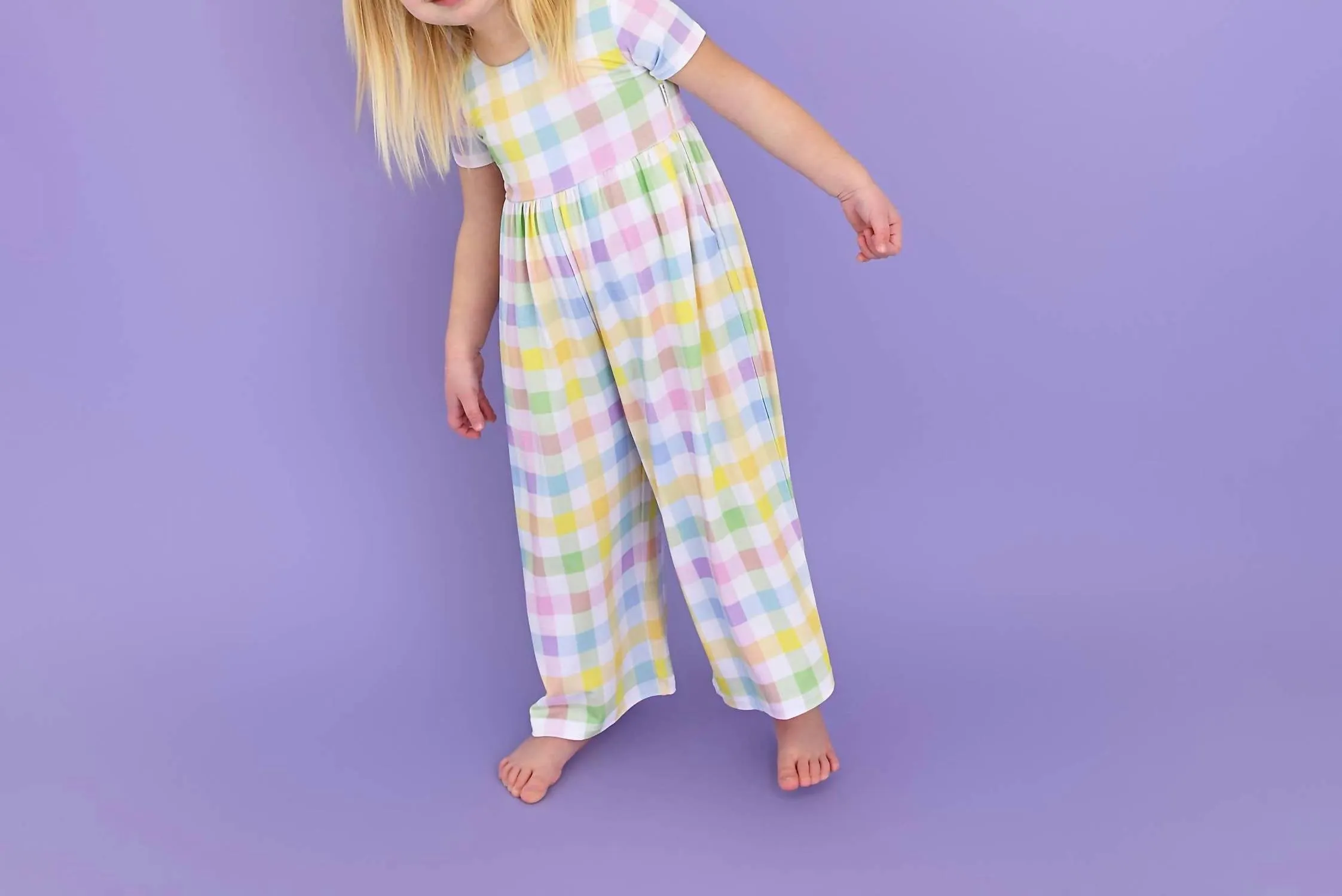 Winnie Pastel Plaid Romper Easter One Piece Outfit In Multi