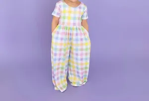Winnie Pastel Plaid Romper Easter One Piece Outfit In Multi
