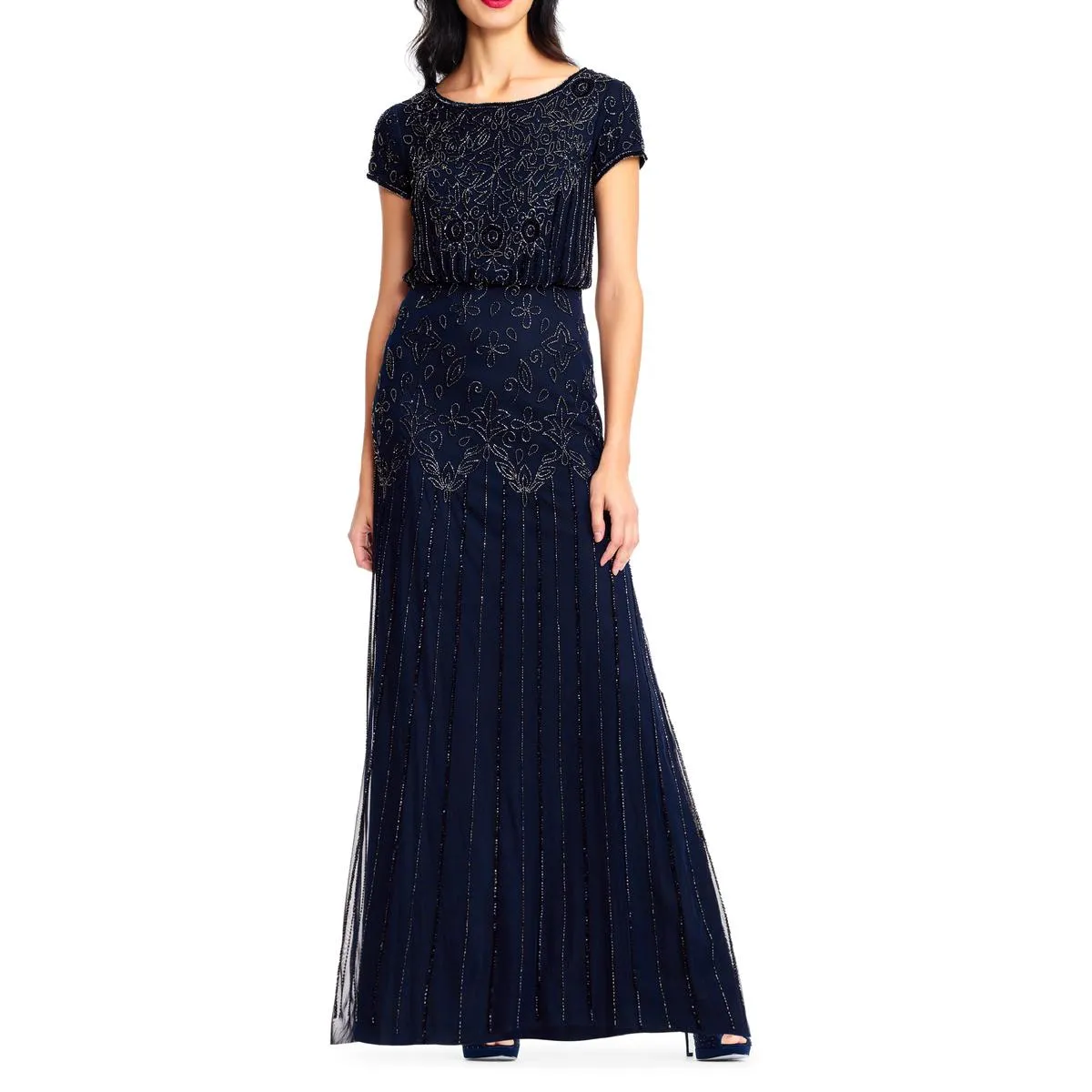 Womens Chiffon Embellished Formal Dress