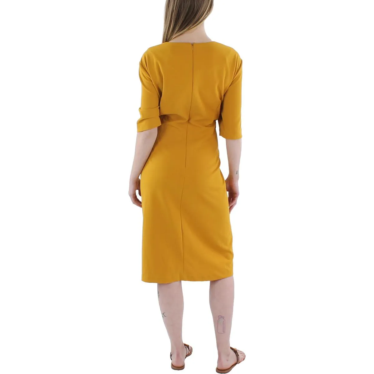 Womens Crepe Colorblock Sheath Dress