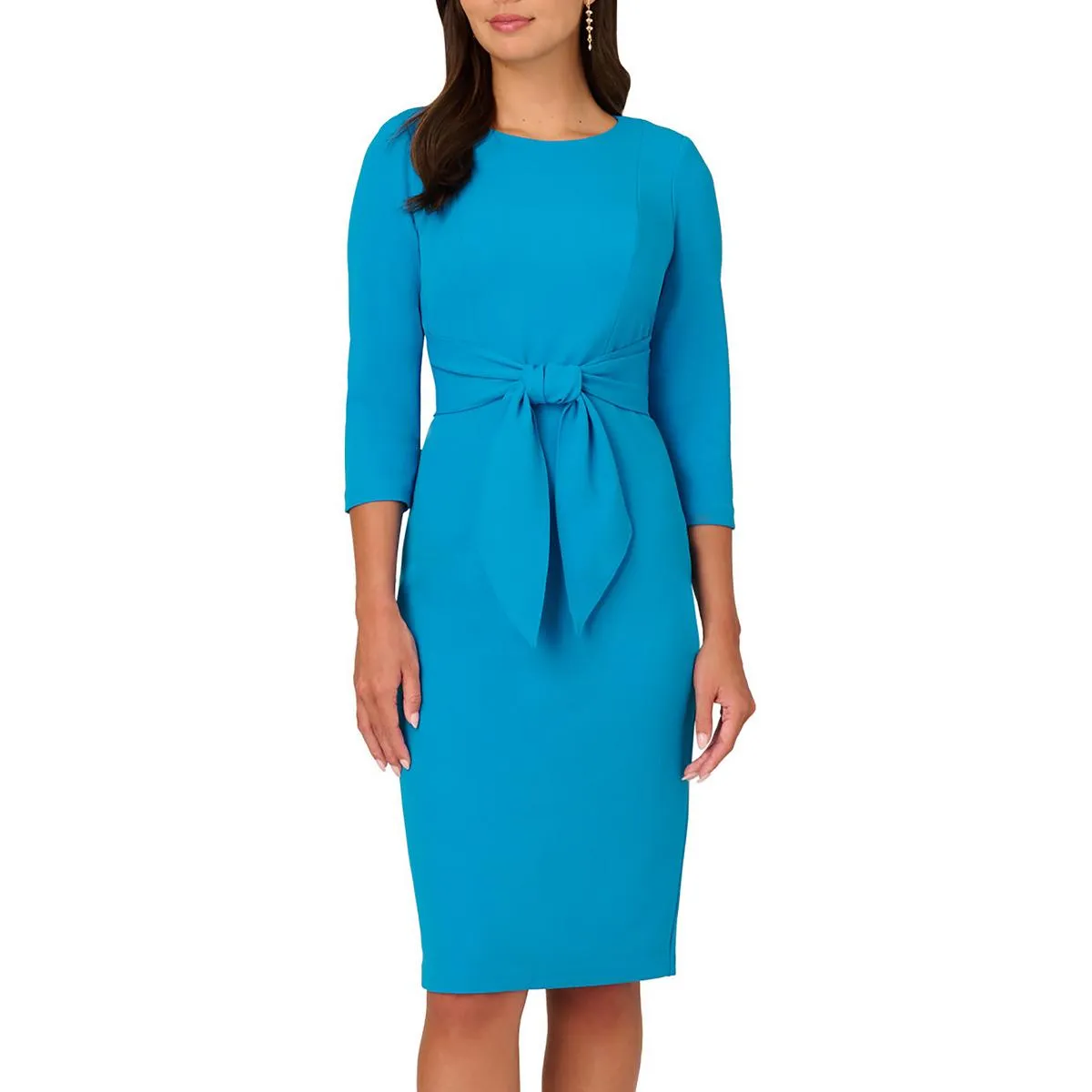 Womens Crepe Knee-Length Sheath Dress