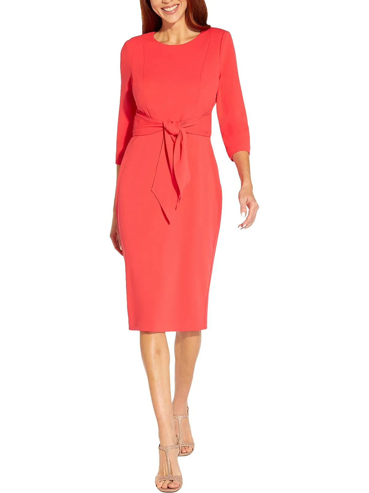 Womens Crepe Knee-Length Sheath Dress
