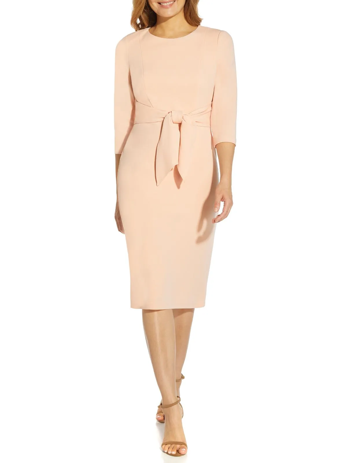 Womens Crepe Knee-Length Sheath Dress